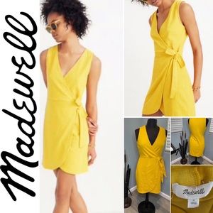 Madewell Yellow Wrap Tie Dress Size Small. - image 1